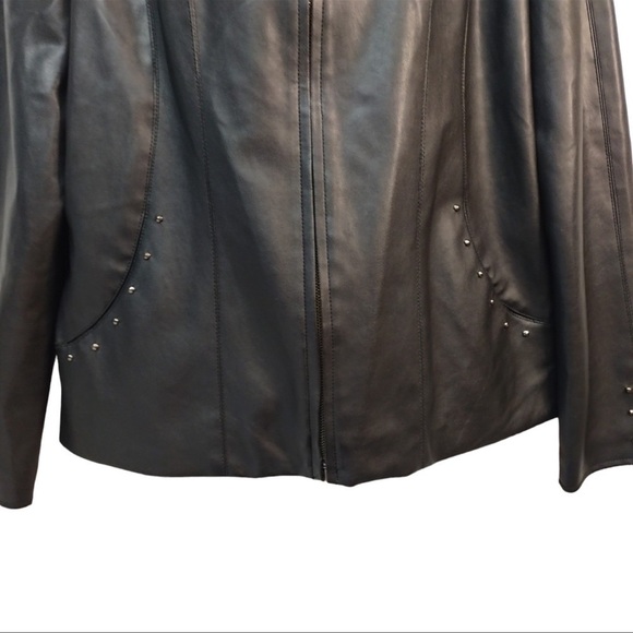 Vintage Studded Faux Leather Colebrook Classics Cropped Moto Bomber Jacket XL - Picture 2 of 9